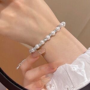 Aesthetic Celestial pearl charm bracelet